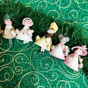 80’s Polymer Clay Ornaments  handmade Set  Christmas Bells Vintage